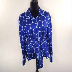 Kate Spade mainline Blue Polka Dot silk blend Women's waist belt Top XL